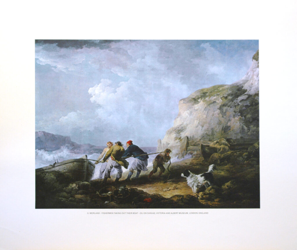 G MORLAND - FISHERMAN TAKING OUT THEIR BOAT (LITHOGRAPH)||||